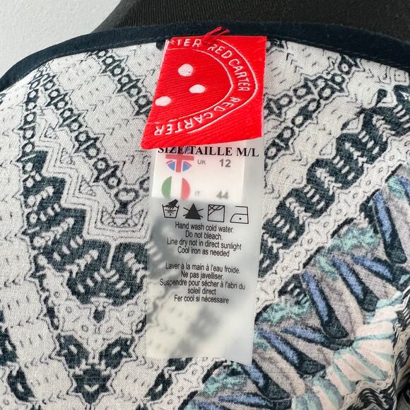 RED CARTER Black M/L Swim Cover Up Tunic Top Boho Peacock Scoop Neck 3/4 Sleeves - Picture 7 of 10